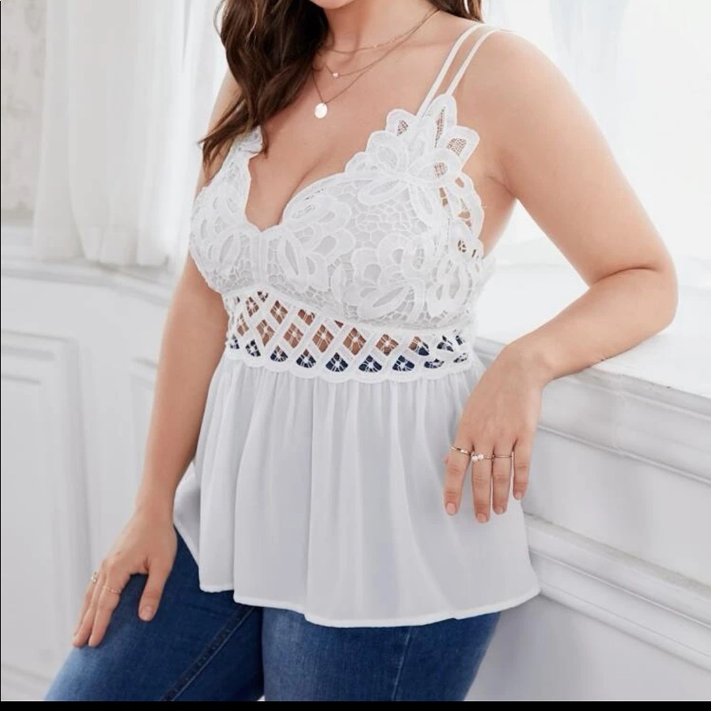 Criss cross lace tank top